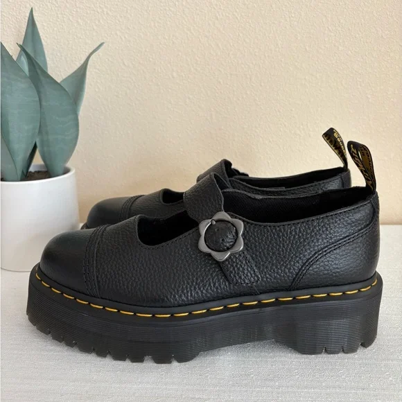 New Dr. Martens Black Leather Mary Jane Platform Shoes Women’s 11 - Picture 6 of 14